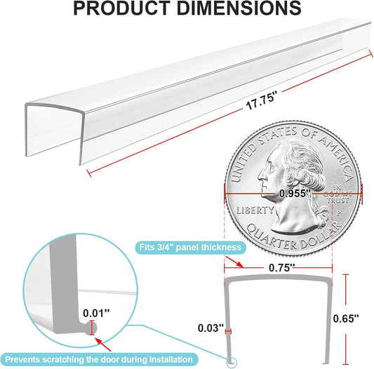 2 Pack Cabinet Protectors for Kitchen Cabinets, 18" Length Clear Cabinet Door Protector Edge Guard 3/4" Thick for Kitchen Drawer Fronts, Slip-On Plastic Edge Guard to Protect Sink & Trash Drawer