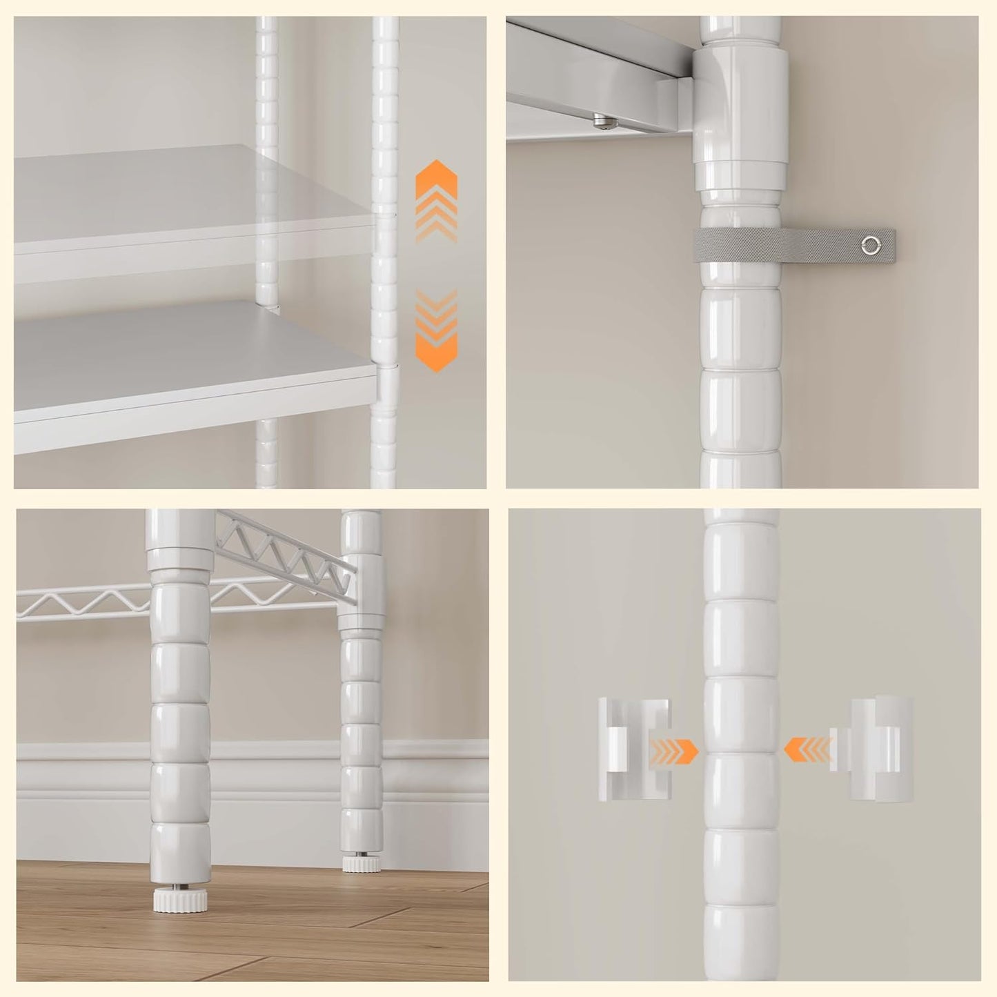 IDEALHOUSE 30" Washer Dryer Storage Shelf A+B - Adjustable Height Laundry Organizer with Double-Layer Wood Shelves, 5-Tier Wood Over Space-Saving Design for Bathroom, Laundry Room, or Balcony, Whit