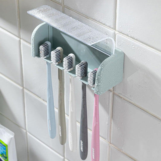 Toothbrush Holders for Bathrooms,Kids Toothbrush Holders with Cover,5 Slots Electric Tooth Brush Holder Wall Mounted Toothbrush Organizer,Shower Restroom Bathroom Accessories (White)