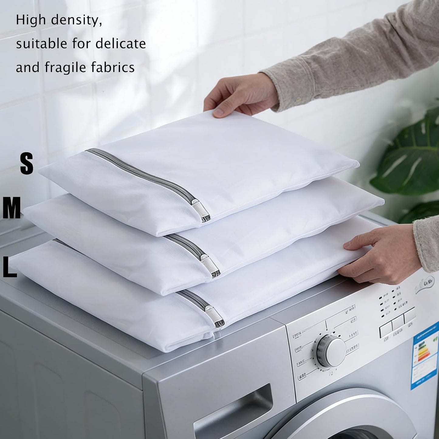 3Pcs Mesh Laundry Bags with Sturdy Zipper,washing Bags for Washing Delicates,Protect Clothes in Washing Machine for Home, College & Dorm (3 Medium)