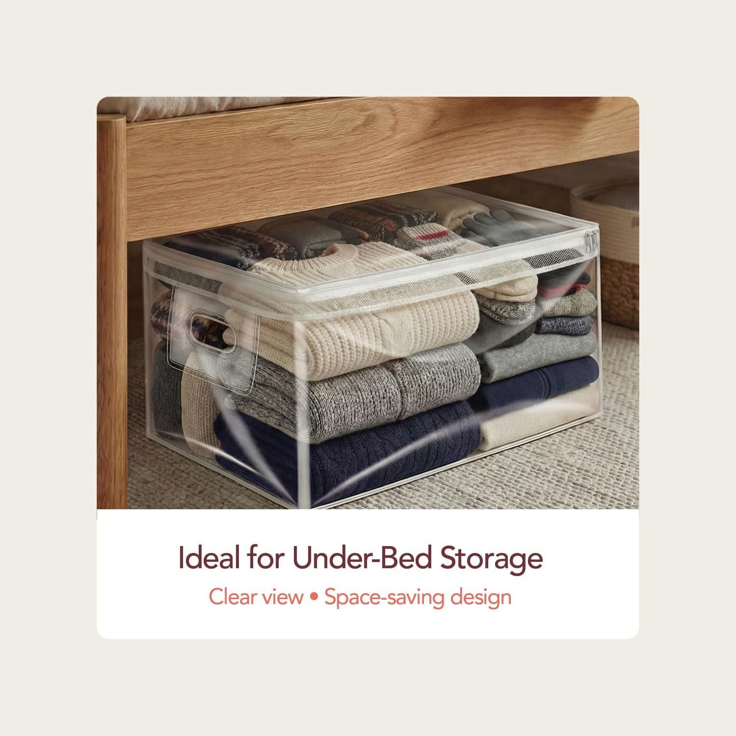 Clear Storage Bags with Zipper, 2 Pack — Comforter Storage Bag, Blanket Storage Bag & Clothes Storage Bag for Under Bed, 20 Gallon Jumbo Transparent Plastic Bag for Bedding, Quilts & Seasonal Storage