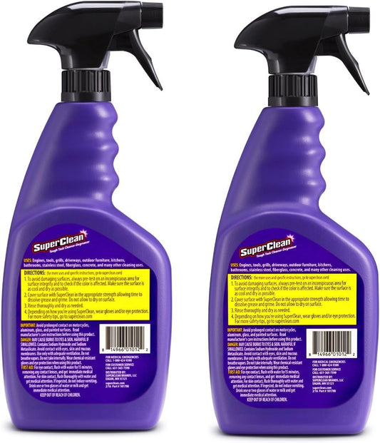 SUPERCLEAN Cleaner/Degreaser: Water-Based, Trigger 32oz Spray Bottle, 2 Pack