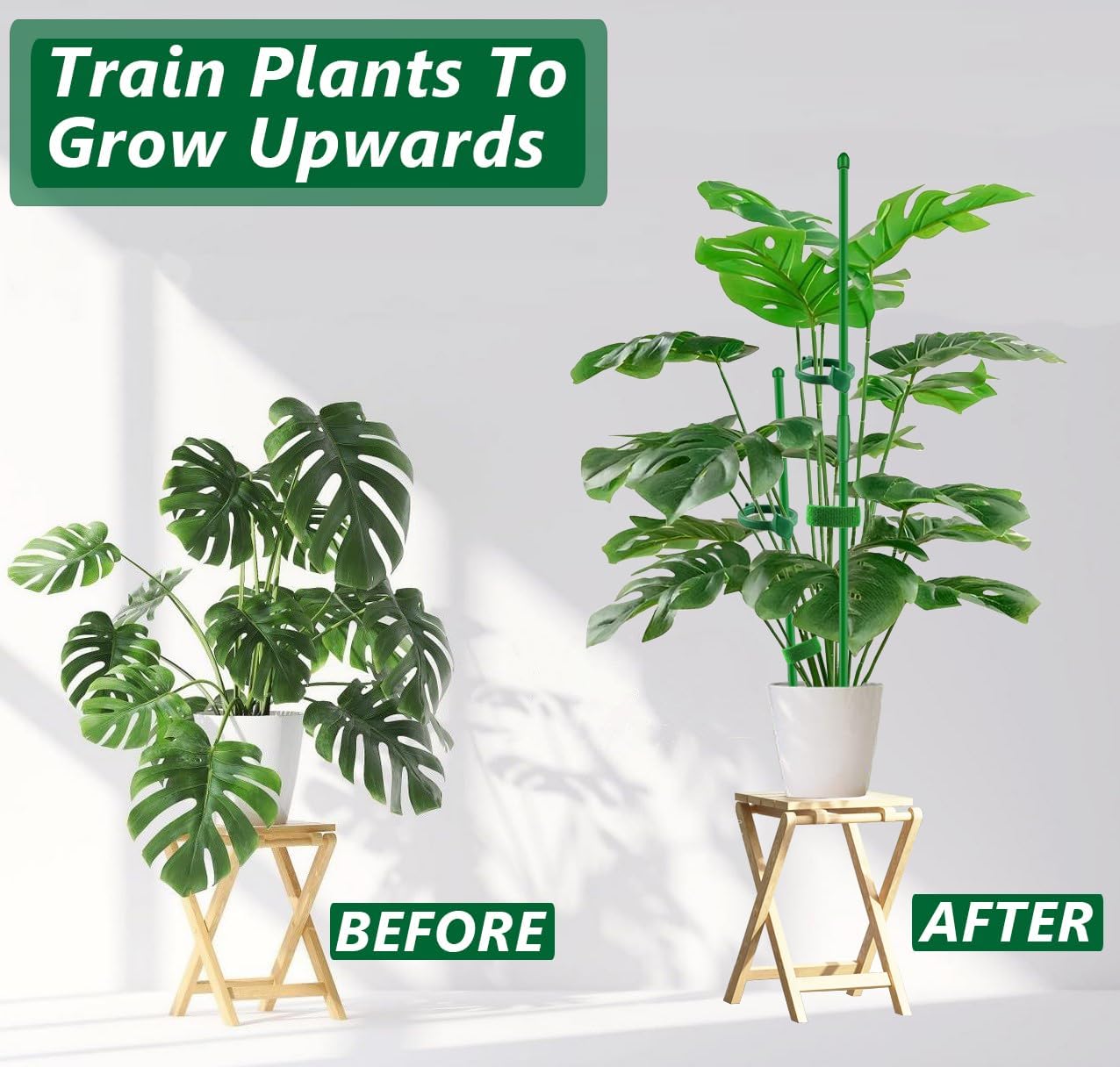 20Pcs Plant Stakes 17inch, Toylin Adjustable Length Plant Support Stake Green Orchid Stick with Clips for Indoor Outdoor,Garden Pole for Potted Orchid Tomato Vegetables