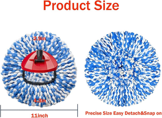 4 Pack Mop Replace Heads Compatible for OCeda, Spin Mop Refill Head Replacement for RinseClean 2-Tank System - Fluffy Microfiber, Machine Washable and Easy to Replace
