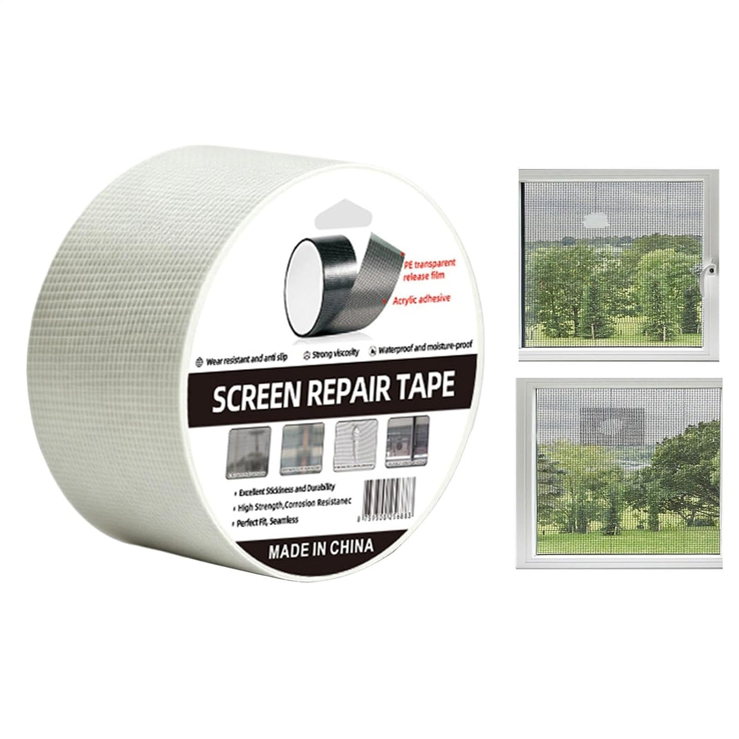 Window Screen Repair Kit, Screen Mesh Repair Kit, Screens Patch Tape | Self Adhesive Flexible Mesh Design, Screen Repair Tape, for Patio Porch RV Balcony Tent Camper Apartment