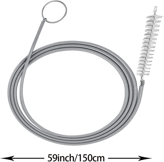 Extra Long Pipe Tube Cleaner Fridge Drain Pipe Dredging Tool Flexible Drain Brush Skinny Tube Spiral Cleaning Brush Drinking Straw Cleaner Brush Nylon Spring Aquarium Filter Brush 155CM (1)