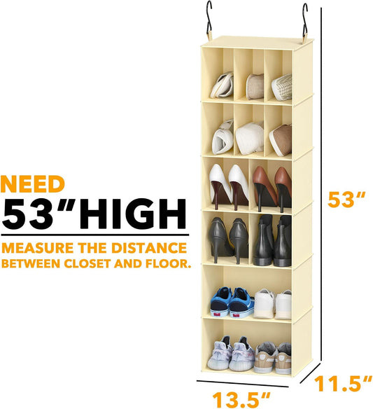 SpaceAid 2 Pack Hanging Closet Organizer and Storage with Dividers, 24 Compartments Hanging Shoe Shelves for Closet, Wardrobe, RV, Garment Rack - Black