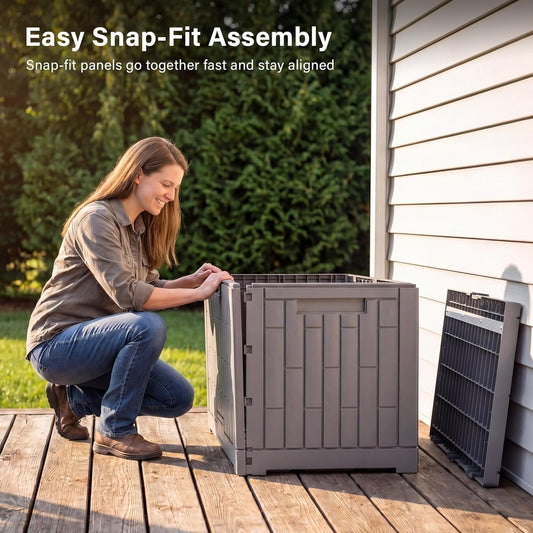 EAST OAK Outdoor Storage Box, 60 Gallon Deck Box Indoor and Outdoor Use, Waterproof Resin Storage Bin for Patio Cushions, Gardening Tools, Lockable, UV Resistant, Grey