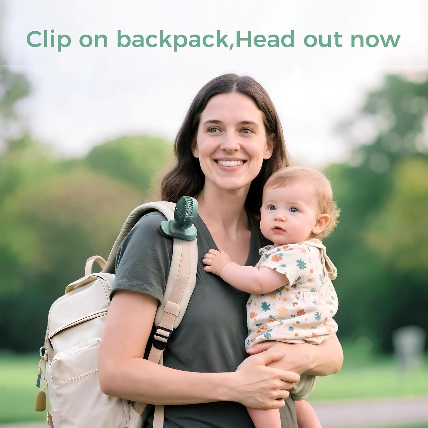 Momcozy Portable Stroller Fan with Clip | 4-Speed Mini-Fan for Carrier | Personal Fans Ultra Light 0.26lb | Gaps ≤4.5mm | Handheld Cooling | Rechargeable Rotate for Diaper Backpack/Table/Chair