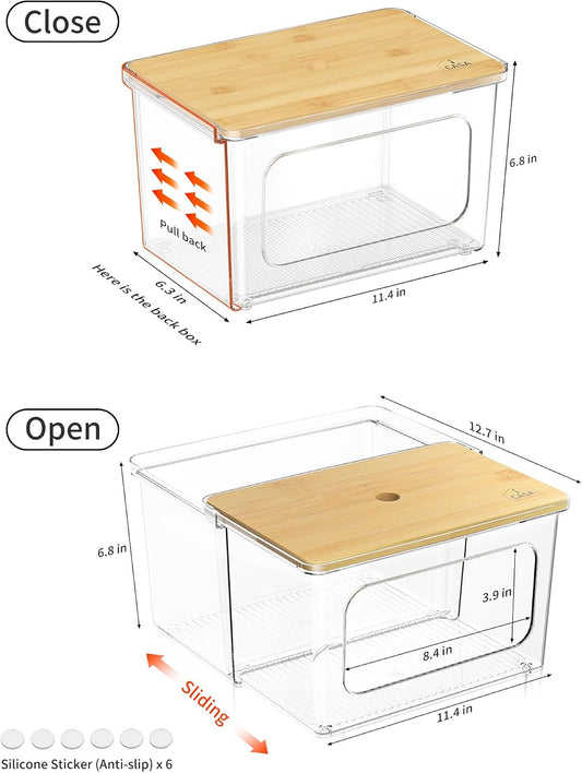 iCASA Trash Bag and Dishwasher Pod Dispenser - 3 in 1 Clear Storage Bins Holder for 13/30/33 Gallon Garbage Bags, Laundry Detergent Pods & Tabs, Under Sink Organizer for Kitchen and Laundry Room