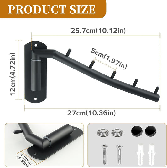 Alise Swing Clothes Hanger Rack,Black Garment Racks Wall Mounted(2P) | Clothes Bar-Hanger Hooks Heavy Duty Swivel Drying Rack Clothing Hanging System Closet Storage Organizer