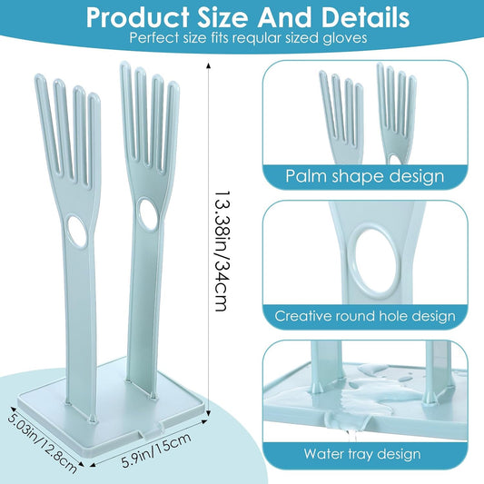 Kitchen Gloves Holder Mitten Dryer Reusable Rubber Glove Clothes Drying Rack Plastic Washing Sink Holder Stand Towel Hanger for Dish Gloves Rags Sponge Food Bag Organizer Blue