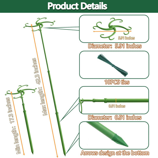 Plant Stakes,Telescoping Plant Support,3Pack 17.3 to 42.3IN Adjustable Monstera Plant Support,Garden Stakes with Clips,Sturdy Plant Sticks for Indoor Outdoor Plants,Orchid, Tomato,Vine,Monstera