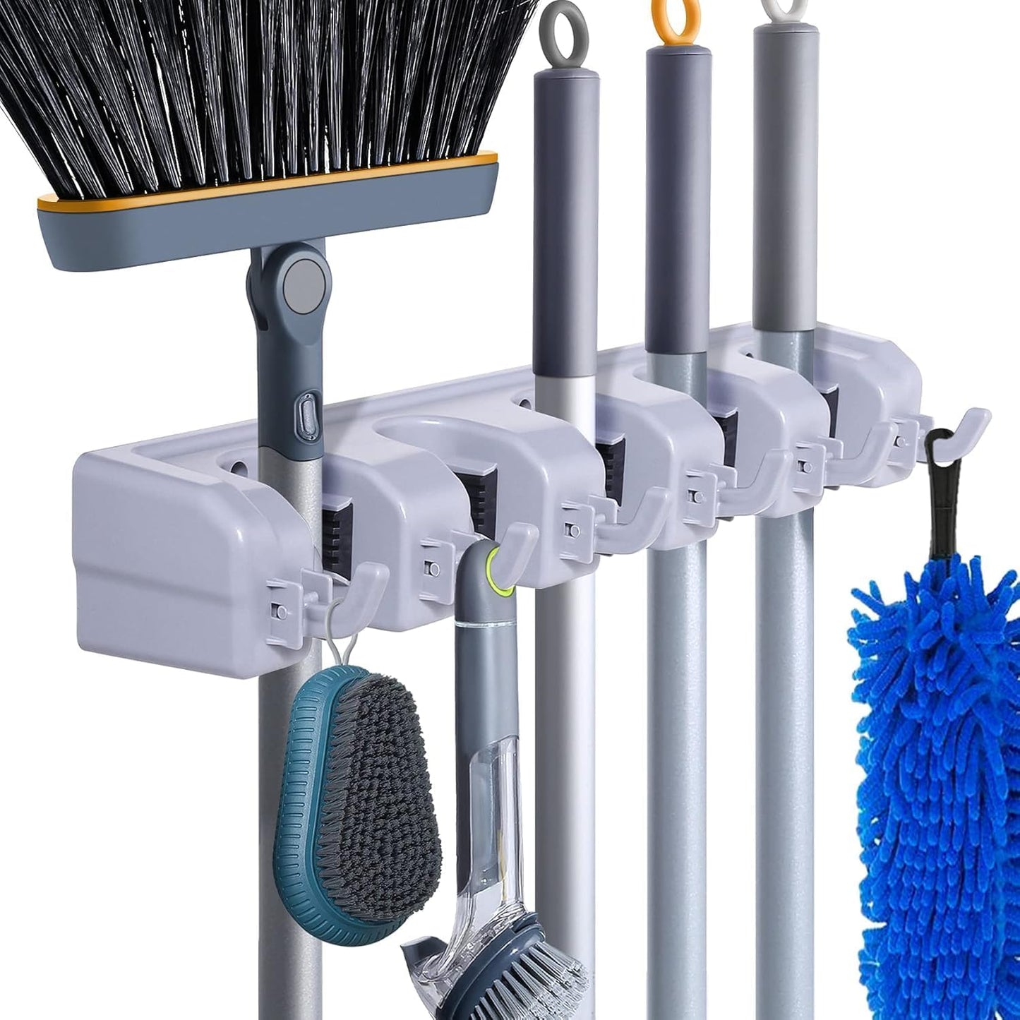 HYRIXDIRECT Broom Hanger Wall Mount, Broom and Mop Organizer Wall Hanging for Garage and Laundry Room