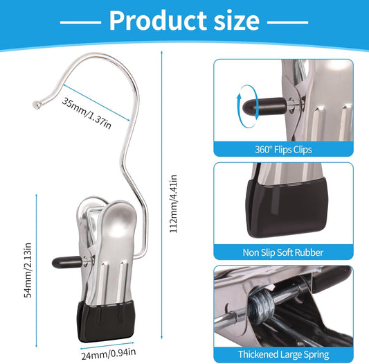 30 Pack Heavy Hanger Clips for Closet, Laundry Hooks Hanging Clips with, Clothespin for Clothes Pants,Clothes Pins Multi-Purpose Clip Big Hangers & Pants Clip Hangers for Hats Socks Towels Travel