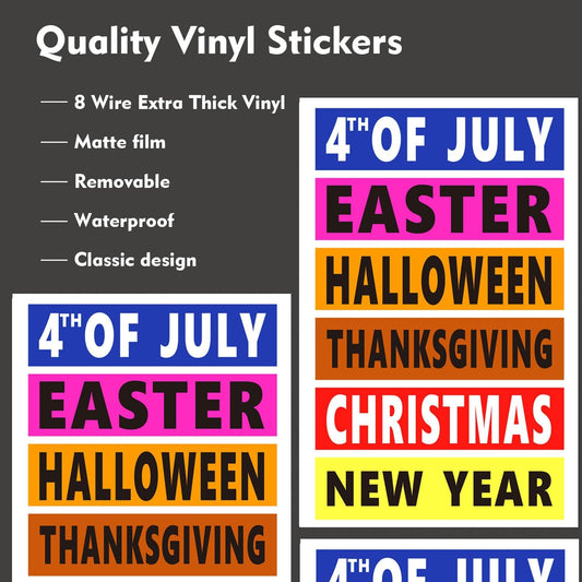 Holiday Color Coded Labels Multi-Pack - Seasonal Decoration Storage Stickers for Christmas, Halloween, Easter - Labels for Home, Office & Classroom Organization