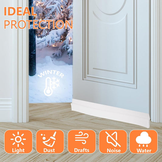 4Pcs Door Draft Stopper, Under Door Sweep Adjustable Weather Stripping Door Seal, Door Bottom Seal Blocker Noise Cold Air Insulation 2" W x 39" L