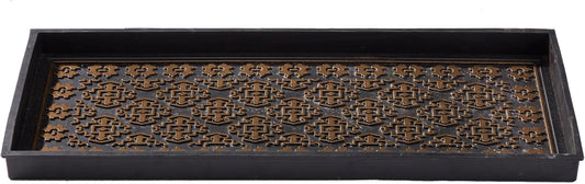 HF by LT Colorado Premium Rubber Boot Tray, 34 x 14 inches, Heavy Duty Vulcanized Rubber Design, One-Piece Seamless Construction, Year Round Use Indoors/Outdoors, Black with Brushed Brass
