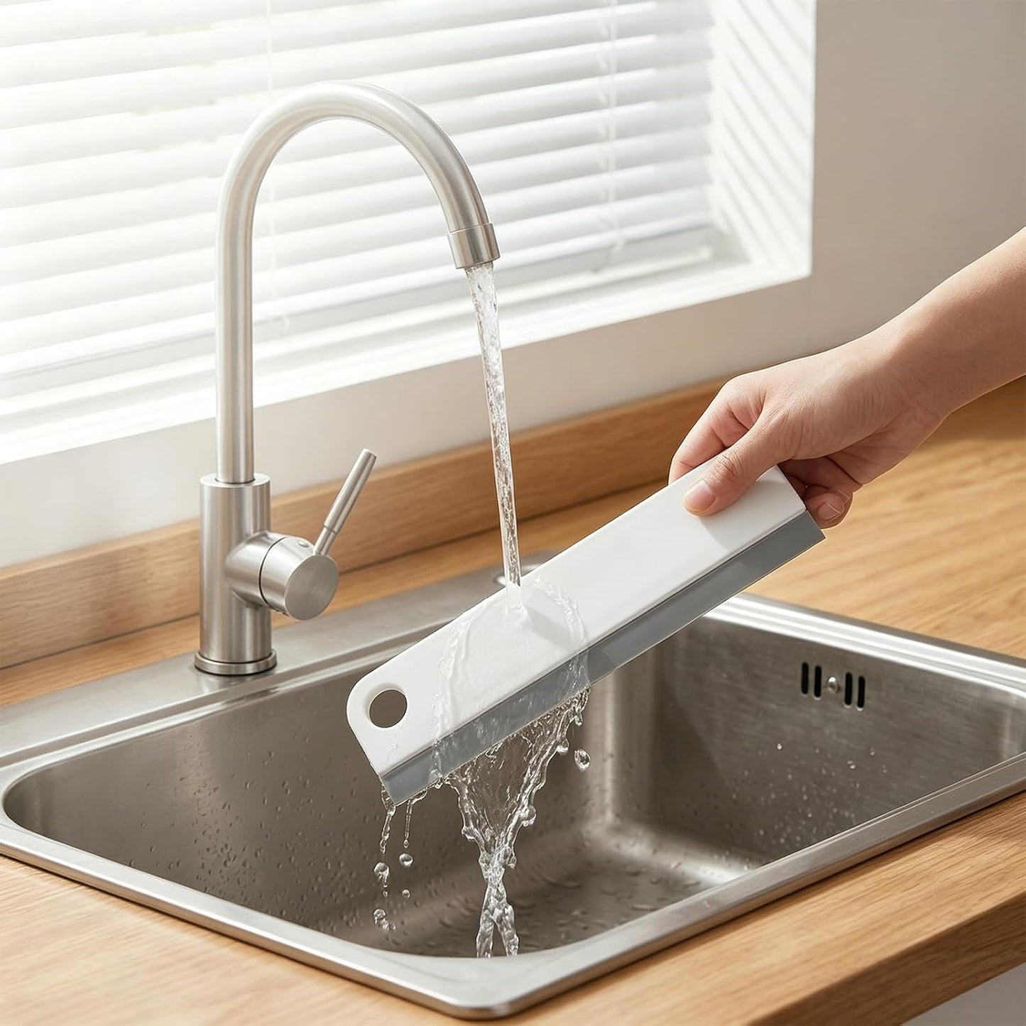 Small Rubber Squeegee for Sink, Multi-Purpose Kitchen Sink Squeegee | Window Scraper for Cleaning Glass,Shower Door, Mirrors, Countertop, Car Windshield