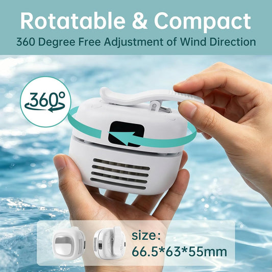 Bladeless Fan Mini Clip On Fan With Light, Portable Silent Mini Bladeless Electric Fan for Shirt & Waist, Adjustable 3-Speed Suspended Whirlwind Fans for Outdoor Travel Office (Green)