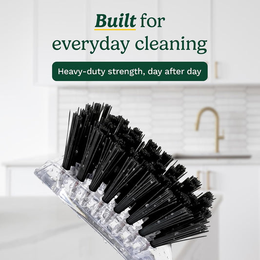 Cuisinart Dish Brush with Handle 2 Pack – Kitchen Scrub Brush for Dishes, Pots & Pans, Non-Scratch Dish Scrubber, Firm Bristles for Sink & Cookware, Comfortable Grip for Everyday Cleaning