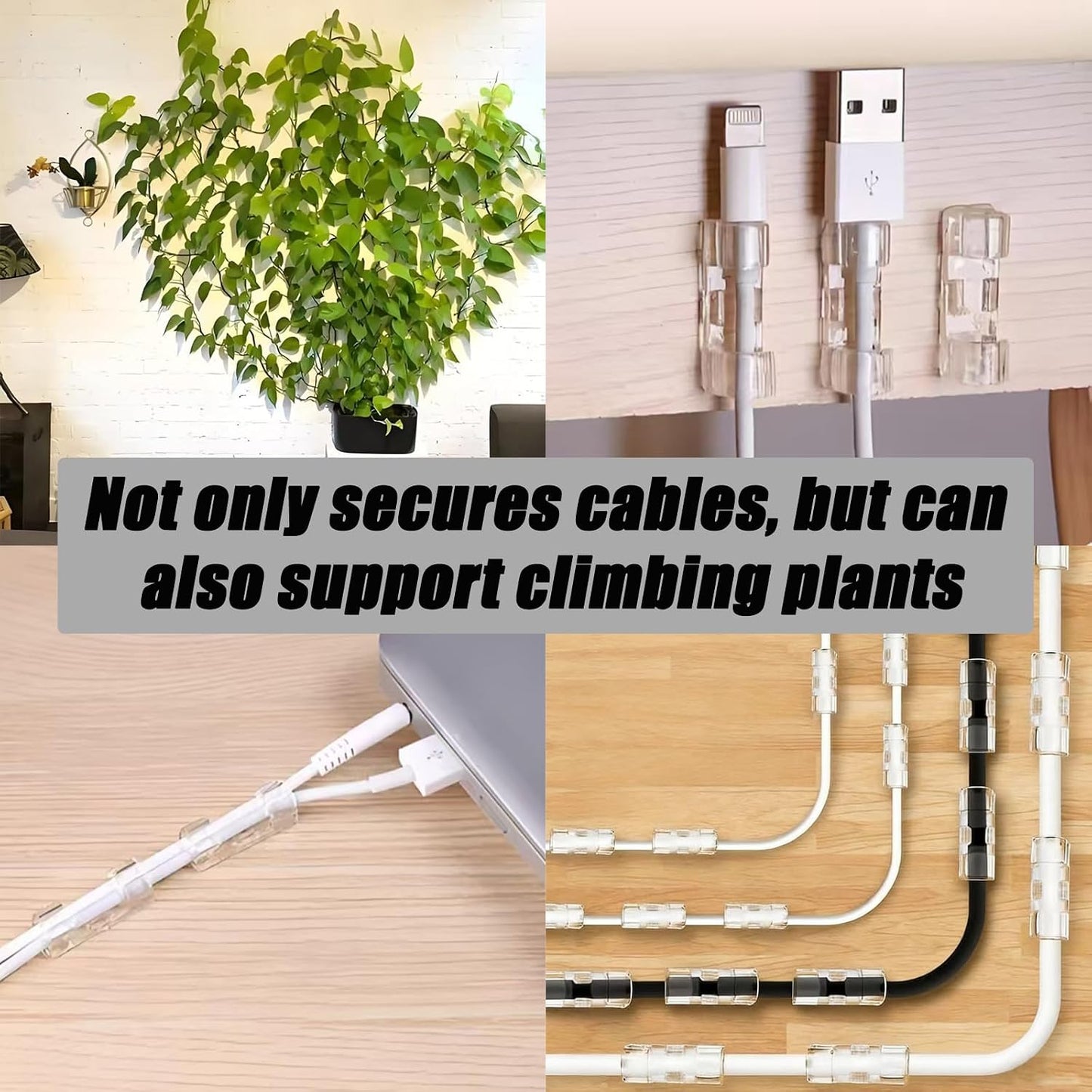 60PCS Clear Cable Clips with Self-Adhesive, Cable Organizer and Holder Finisher Wire Clamp Sticky Cord Cable Management Clips for Ethernet/TV/PV Wire on Wall, Under Desk, Home Office