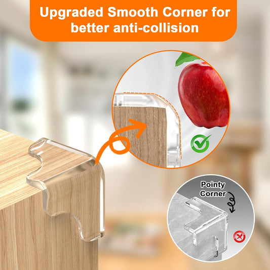 Corner Protector Baby Proofing,E-PRONSE 12Pcs Pre-Taped Clear Corner Protectors, Table Corner Protectors for Baby Furniture with Strong Adhesion, No Odor and Safe PVC