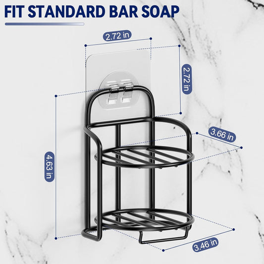 Yoshiky 3-Tier Shower Soap Shampoo Bar Holder, Self Adhesive & Freestanding Draining Bathroom Soap Dish Caddy for Bathroom Wall Accesories Decor