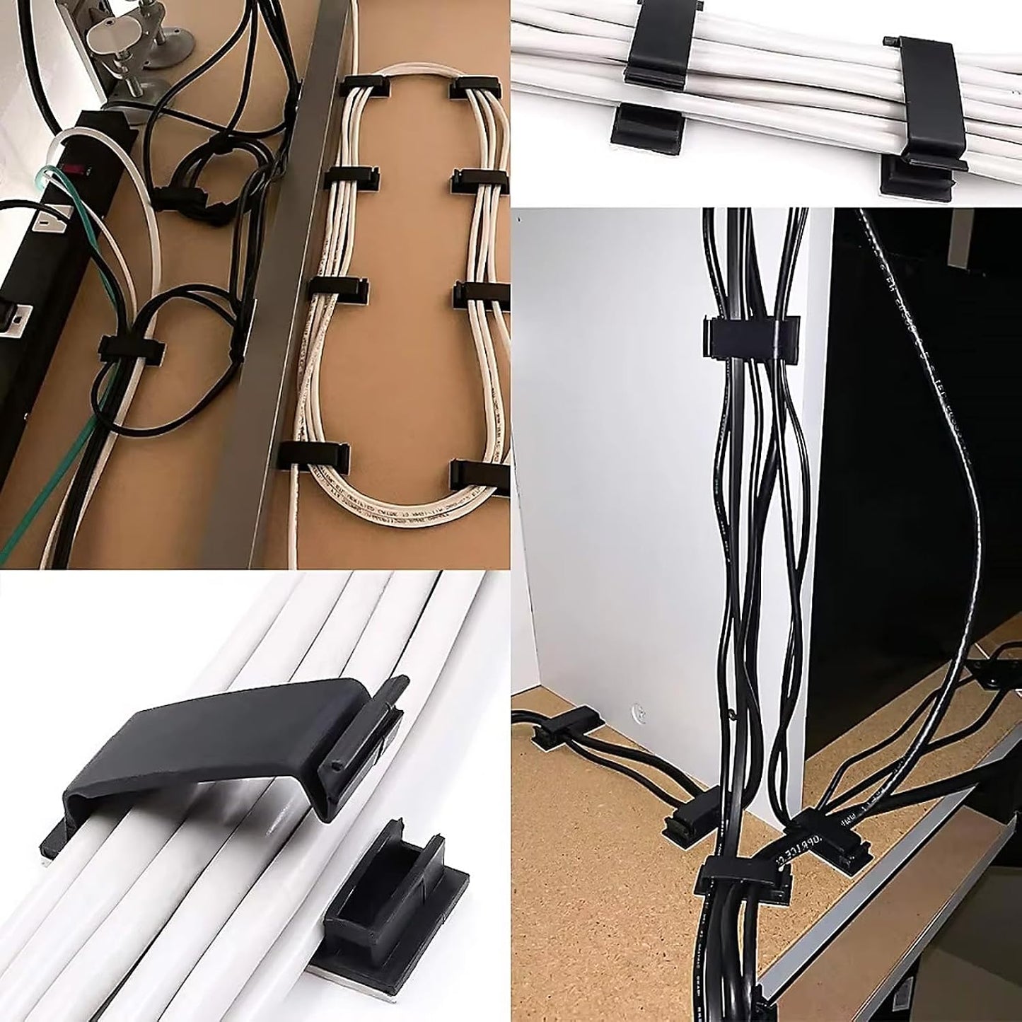 40 pcs Cable Clips with Strong Self-Adhesive, Outdoor Light Clips, White Cord Wire Clips, Nylon Cord Wall Finisher Wire Clamp for Home, Car, Office Desk Wire Management (White, XL-40 PCS)