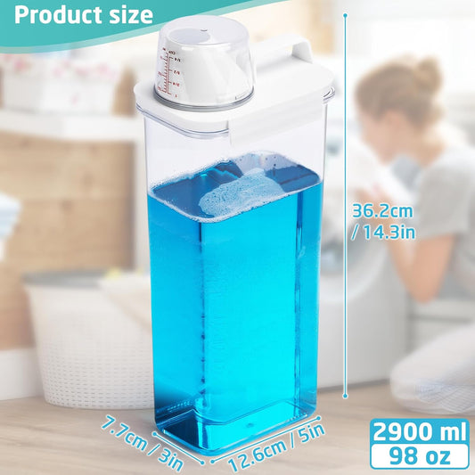 Laundry Detergent Dispenser-1 Pack, Detergent Dispenser with 4 Removable Labels, Laundry Soap Dispenser for Laundry Room Organization and Storage, BPA Free & PET Plastic Clear (98 oz)