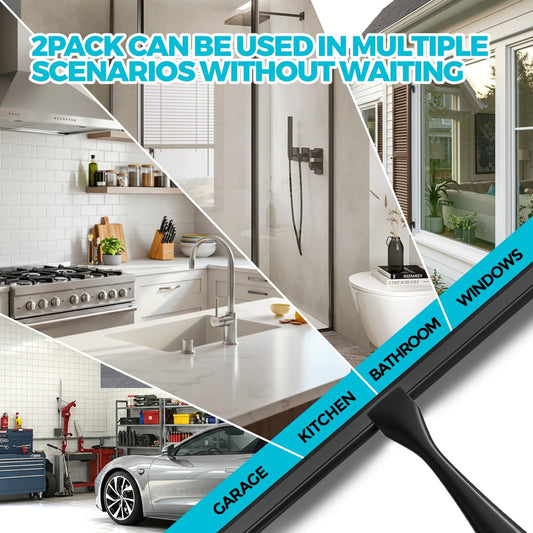 ALFLOD 2PACK Shower Squeegee for Glass Doors, Squeegee for Shower Glass,All-Purpose Tile Walls, Bathroom, Window, Glass and Car Windshield, Mirrors and Kitchen-Stainless Steel, 10 Inches, Silver