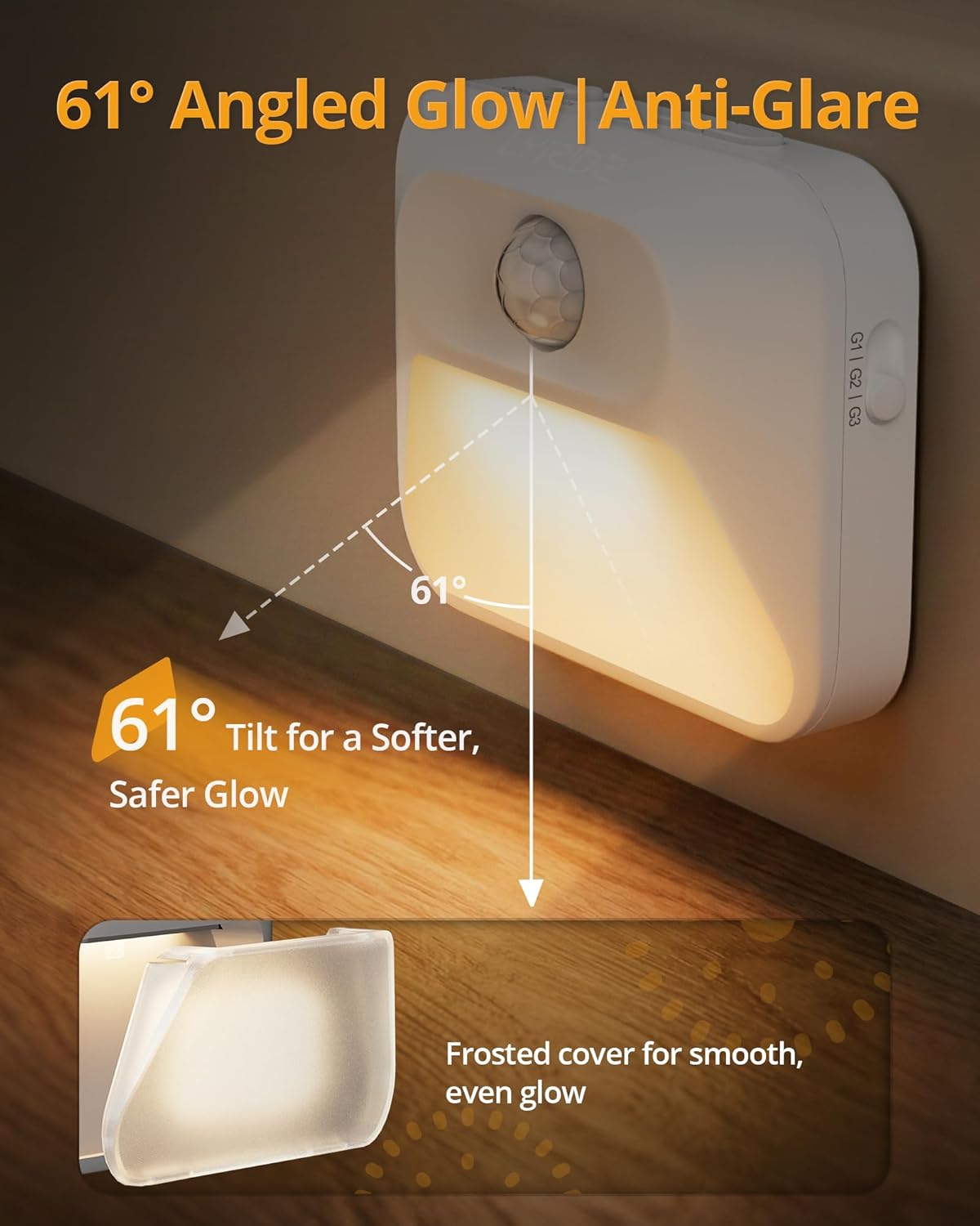 Lyridz Rechargeable Sync Motion Sensor Night Lights with 3-in-1 Charging Dock, Stepless Dimmable Indoor Step Light for Stairs, Hallway, Bathroom, Bedroom, Pets and Nursery, 3 Pack