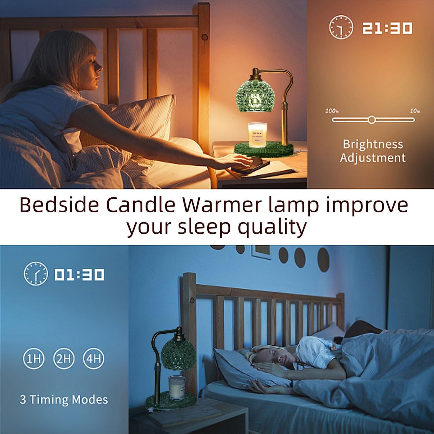 Candle Warmer Lamp with Timer & Dimmer, Glass Lamp Candle Warmer for Jar Candles, UPGRATED with 3 Bulbs, Height Adjustable Electric Wax Warmer for Elegant Home Decor (Crystal Clear)