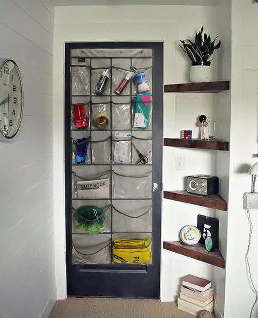 Extra Large Hanging Crystal Clear Over Door Shoe Organizers, Closet Shoe Organizer Shoe Rack Organizer Shoe Storage, 12+6Pockets, 4Hooks, white (59"x 21.6")