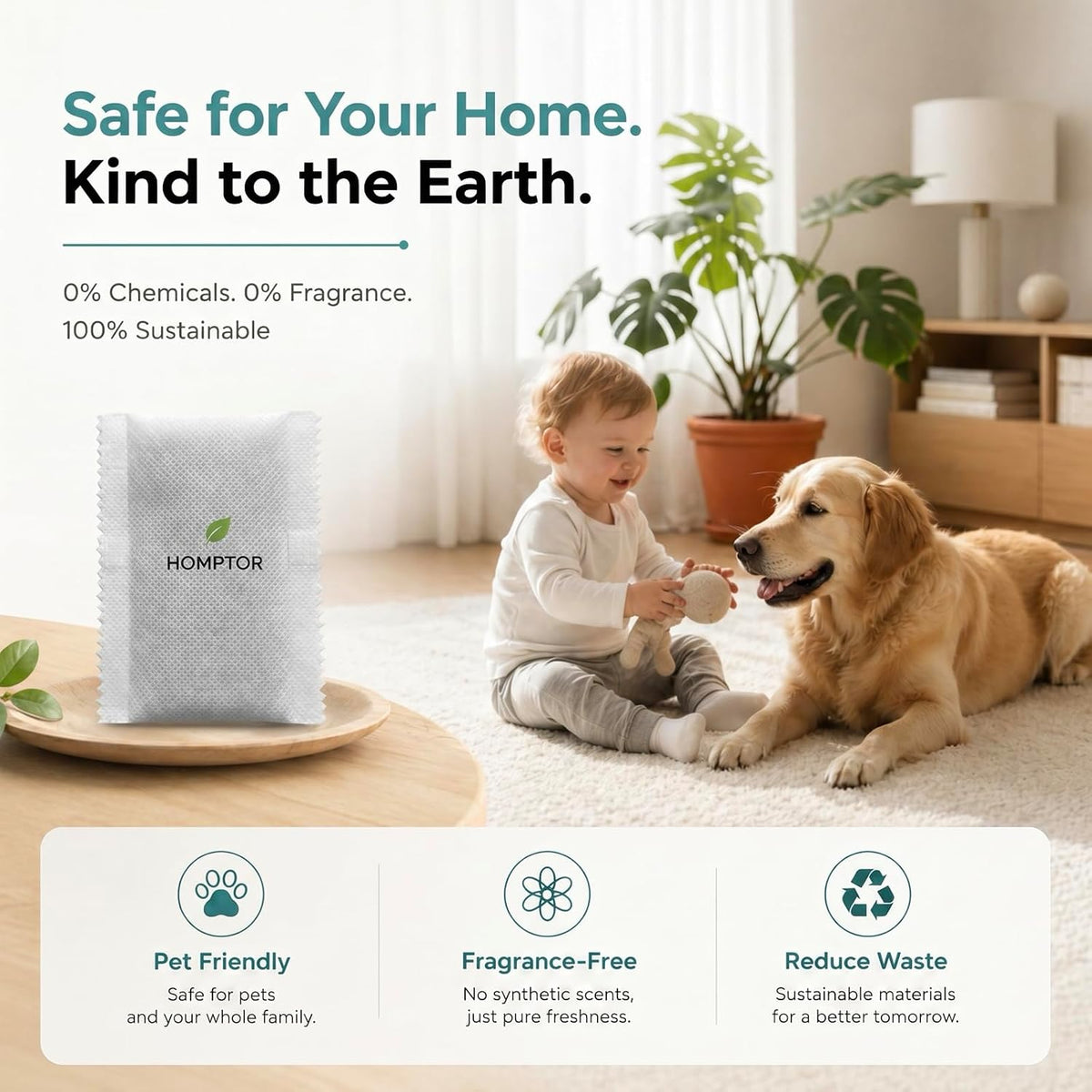 Unscented Odor Eliminator Pouches (8-Pack) - 1 Year Smell Absorber for Trash Can, Shoe, Gym Bag - Better Than Baking Soda - Deodorizer Inserts Compatible with Diaper Genie & Munchkin