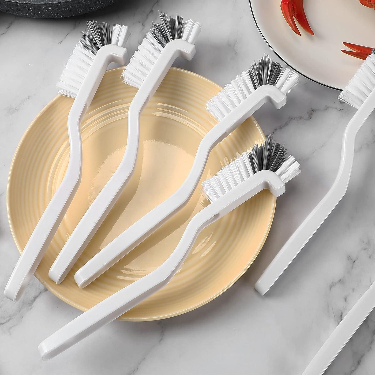 Rtteri 48 Pcs Kitchen Scrub Brush Bulk Plastic Sink Bathroom Cleaning Edge Corner Brush for Household Bottle Dish Tile Lines Window Track Crevice with Stiff Bristle