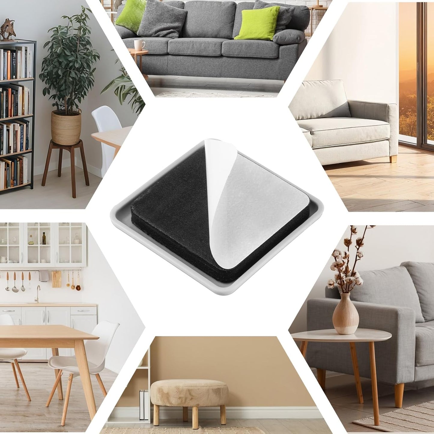 8 PCS Square Furniture Sliders, 2 Inch Plastic Square Floor Glides, Self-Adhesive Furniture Pads Small Moving Sliders for Hardwood Chair Carpet Tile Ground Protector(Grayish White)