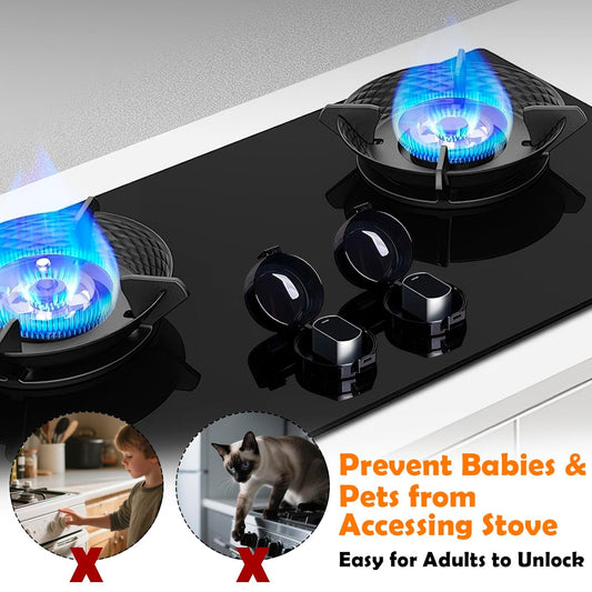 5-Pack Stove Knob Covers for Child & Pet Safety – Upgraded Push-On Gas Stove Locks, Clear Heat-Resistant Oven Knob Protectors, Babyproof Kitchen Appliance Guards