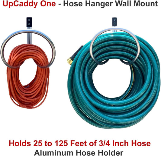 Hose Hanger Wall Mount, Holds 25 to 125 Feet of 3/4 Inch Hose, Garden Hose Hanger, Aluminum Hose Hook