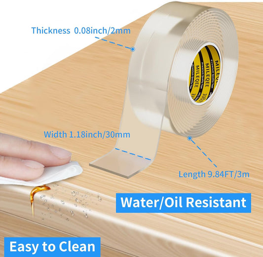 Clear Edge Protector Strip, 1.18in x 9.84FT, Sharp Edge Wrap Cover Tape, Self Adhesive Protective Bumper Corner Guards for Cabinet Door Desk Glass Table Bed Furniture, Kitchen Countertop, Waterproof
