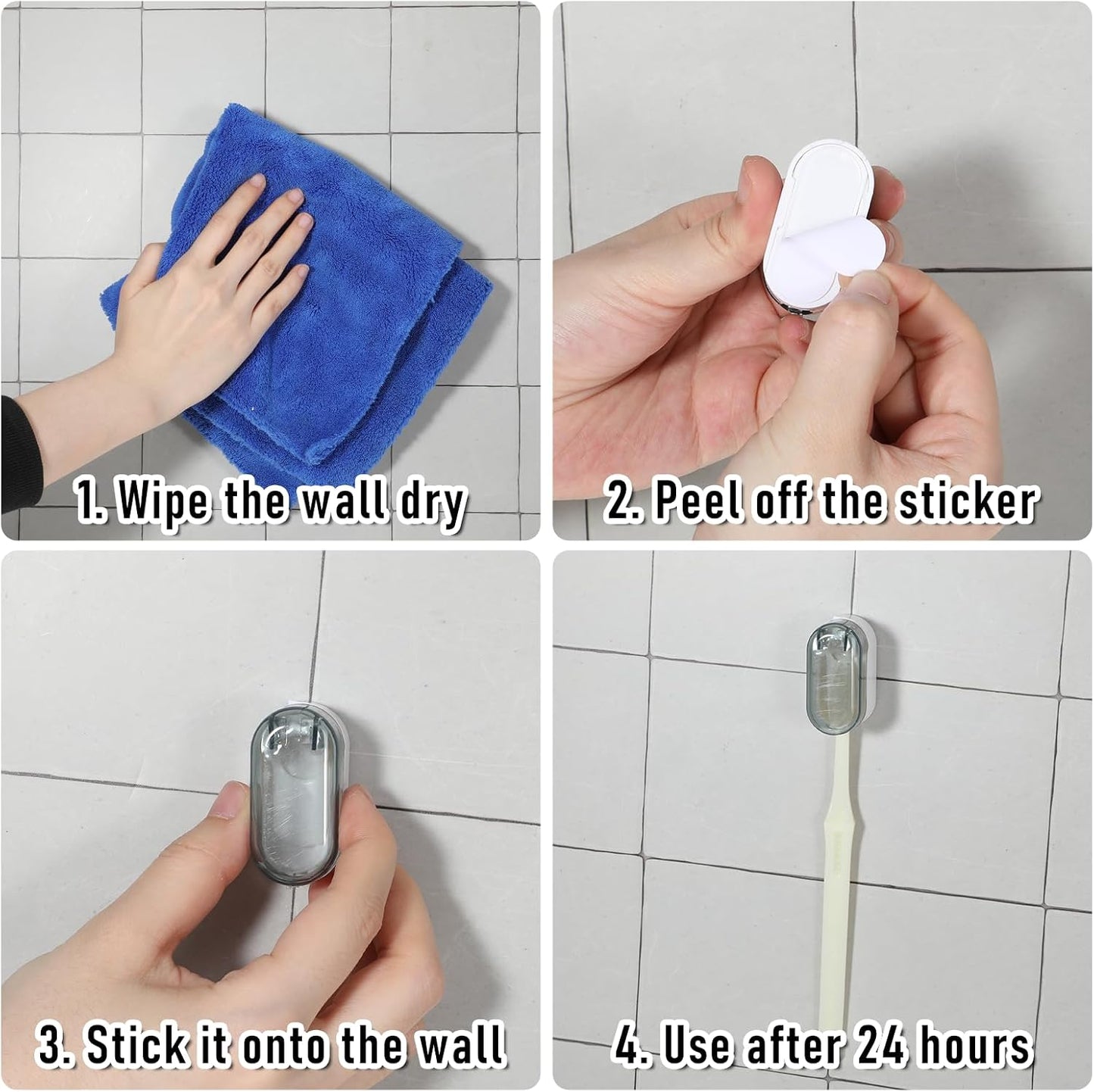 3 Pack Wall Mounted Toothbrush Holder with Cover for Bathrooms | Tooth Brush Holder for Travel and Home, Tooth Brush Hanger Rack, No Drill Toothbrushes Organizer for Manual/Electric