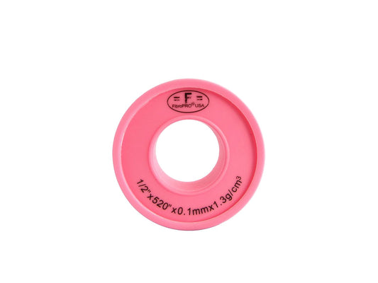 FibroPro Pink PTFE Thread Seal Tape 1/2" x 520" 50 Pack - Heavy Duty Plumber Tape for Gas & Potable Water - High Density Leak Proof Pipe Sealant