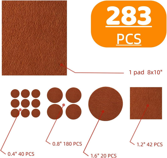 281 Pcs Brown Furniture Felt Pads Self-Adhesive Round & Square Felt Protectors for Chair Legs, Table Feet, Floor Anti-Scratch Pads for Hardwood Floors, Noise Reduction, Non-Slip, DIY Sheet