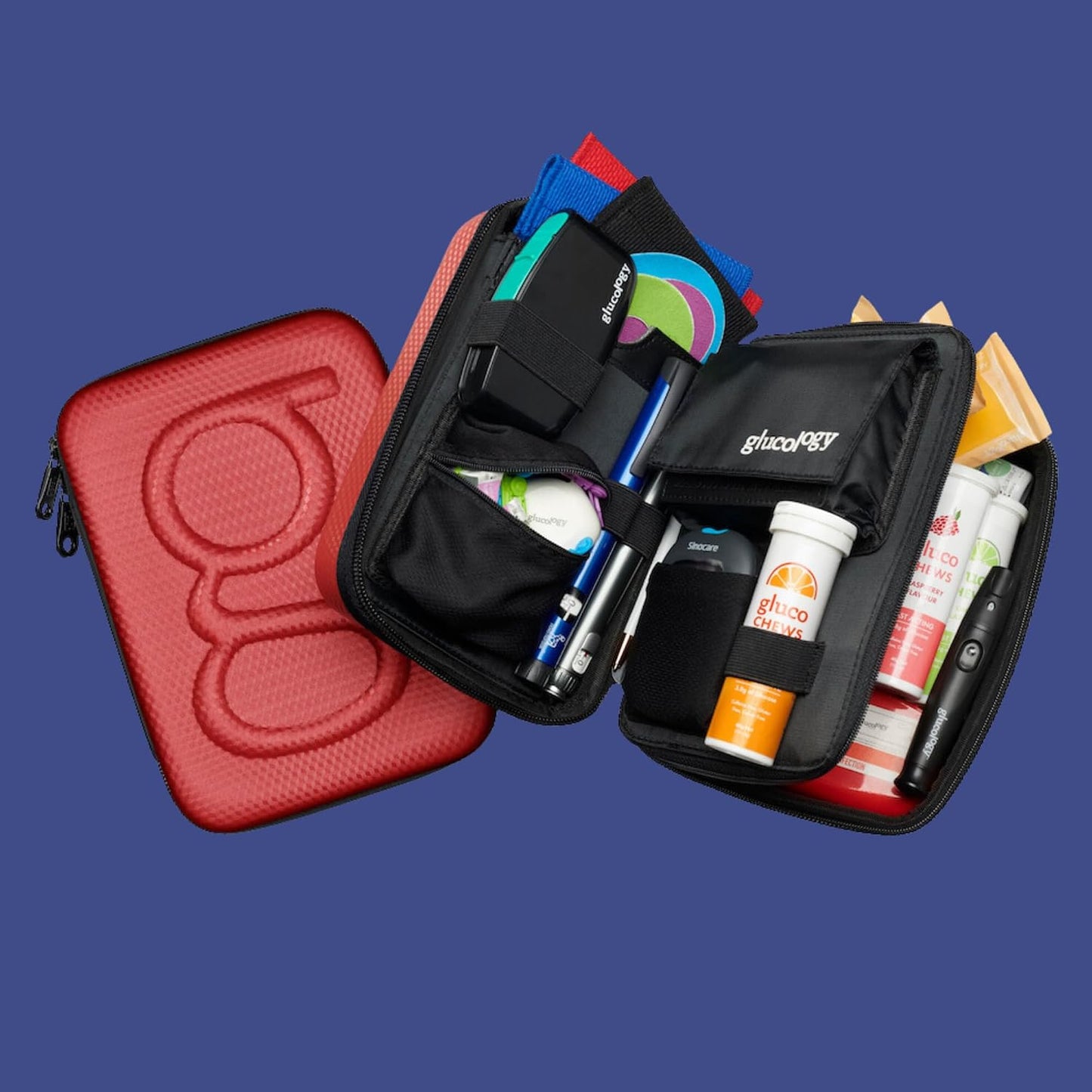 Glucology Large Diabetes Travel Case Hard Shell, Organizer for Glucose Monitor, Insulin Pen, BGL Strips, Syringe, Needles & Diabetic Supplies, Premium & Durable with Extra Compartment, Black