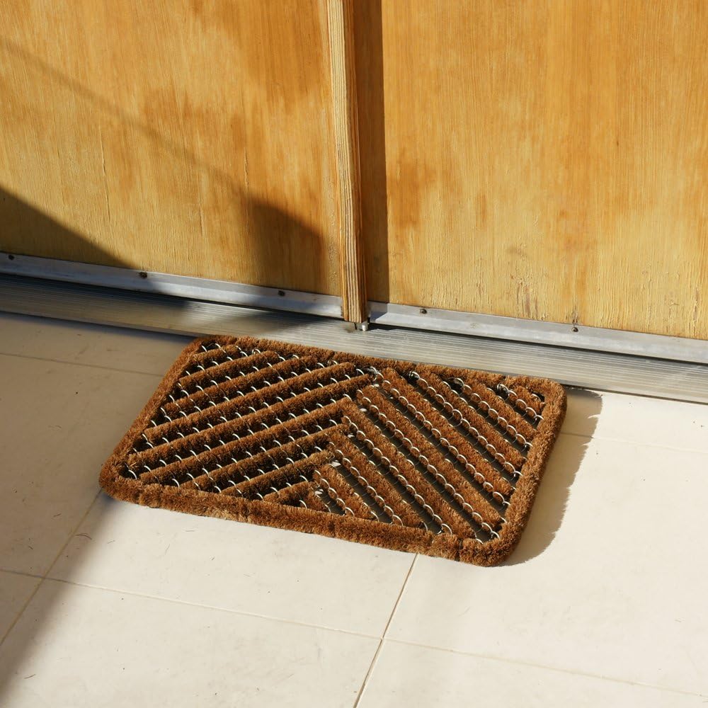 Rubber-Cal Herringbone Outdoor Scraper Door Mat, 18 by 30-Inch