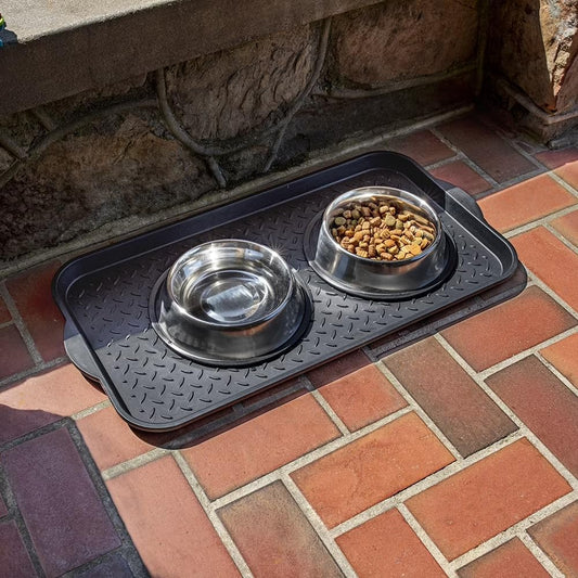 15x29 Inch Black Diamond Boot Tray, All Weather Shoe Drip Tray with Drain Ridges, Heavy Duty Plastic Mud Pan for Indoor Outdoor Entryway Boots Pet Feeding Garden Supplies