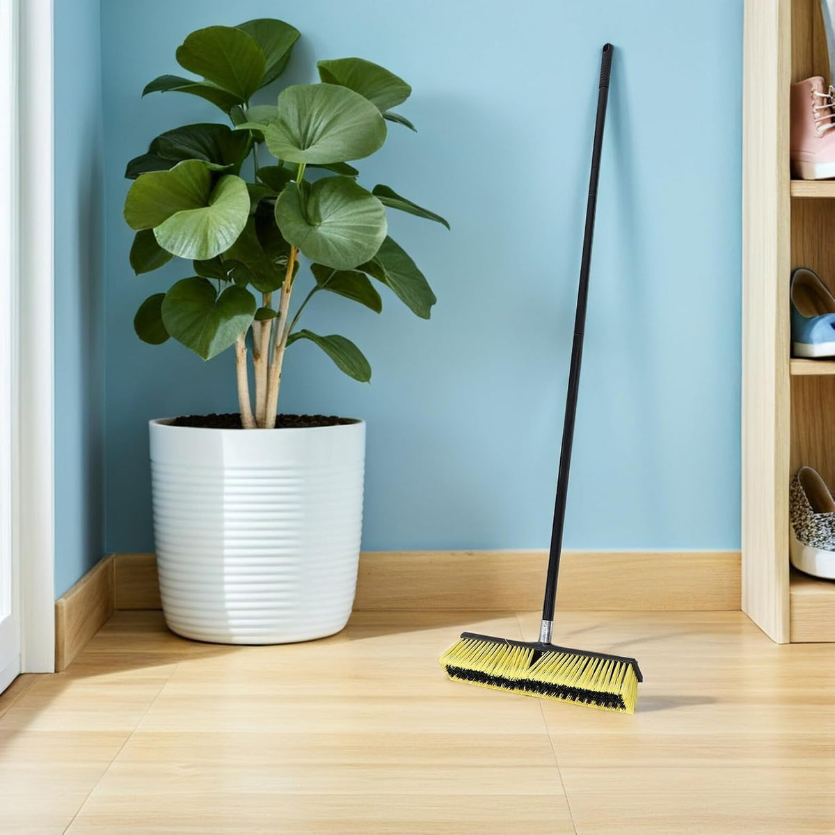 PATKAW Outdoor Push Broom for Driveway and Patio, 80cm Aluminum Handle Floor Brush with Threaded Head, Heavy Duty Yard Sweeper Broom for Garage and Sidewalk Cleaning