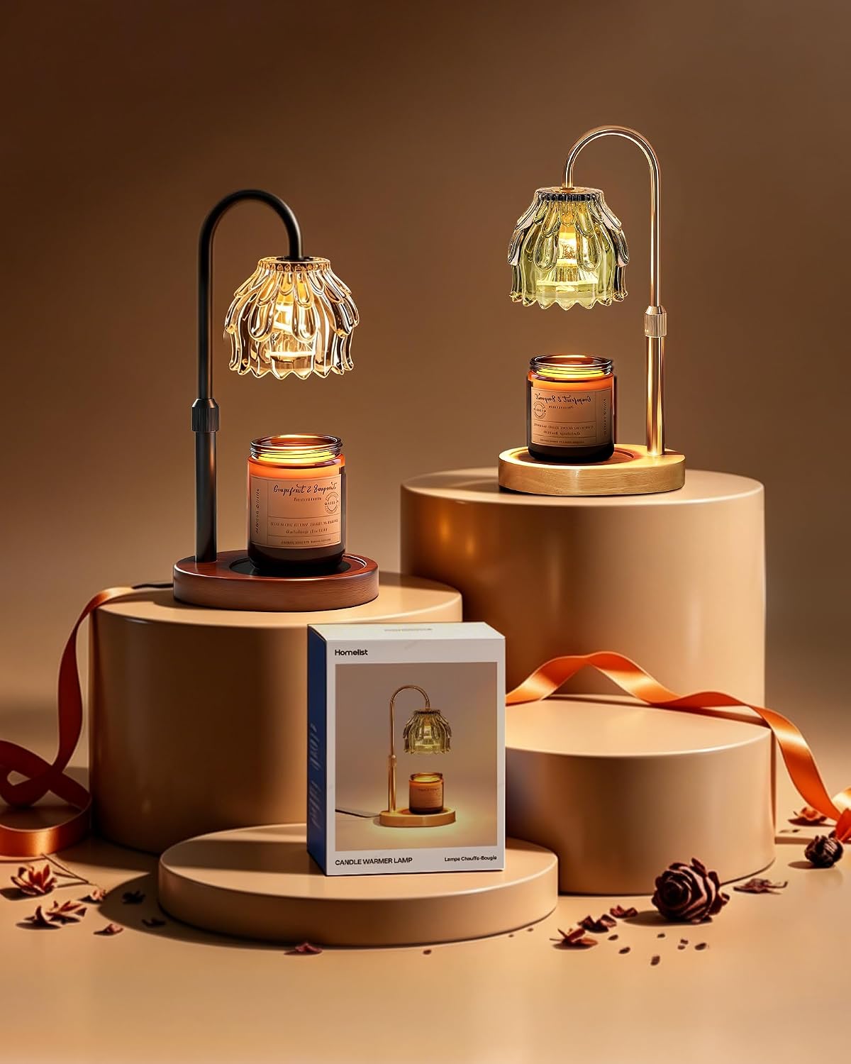 Homelist Candle Warmer Lamp with Timer Dimmer, Electric Wax Melter Warmer | Flower Adjustable Height Candle Warmer with 2 GU10 Bulbs for Women/Sister/Mom, Gifts for Birthday/Mother Day, Home Decor