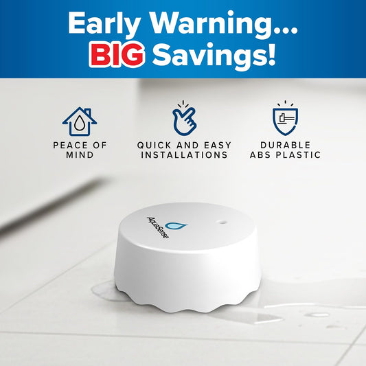 Leak Alarm Advanced Water Sensor | Wireless Real-Time Water Sensor with Instant Notifications | Battery Powered | Compact Design for Home & Basement | White