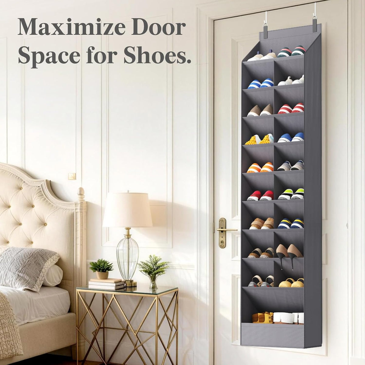 Lifewit 6 Tier Over the Door Shoe Organizer with 11 Large Deep Pockets, Fabric Hanging Shoes Shelf for Closet, Dorm Storage, Fit Up to 12 Pair Shoe Rack Holder for Sneakers, Boots, Gray